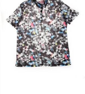 NEW EIGHT X men's geo print polo shirt in grey
